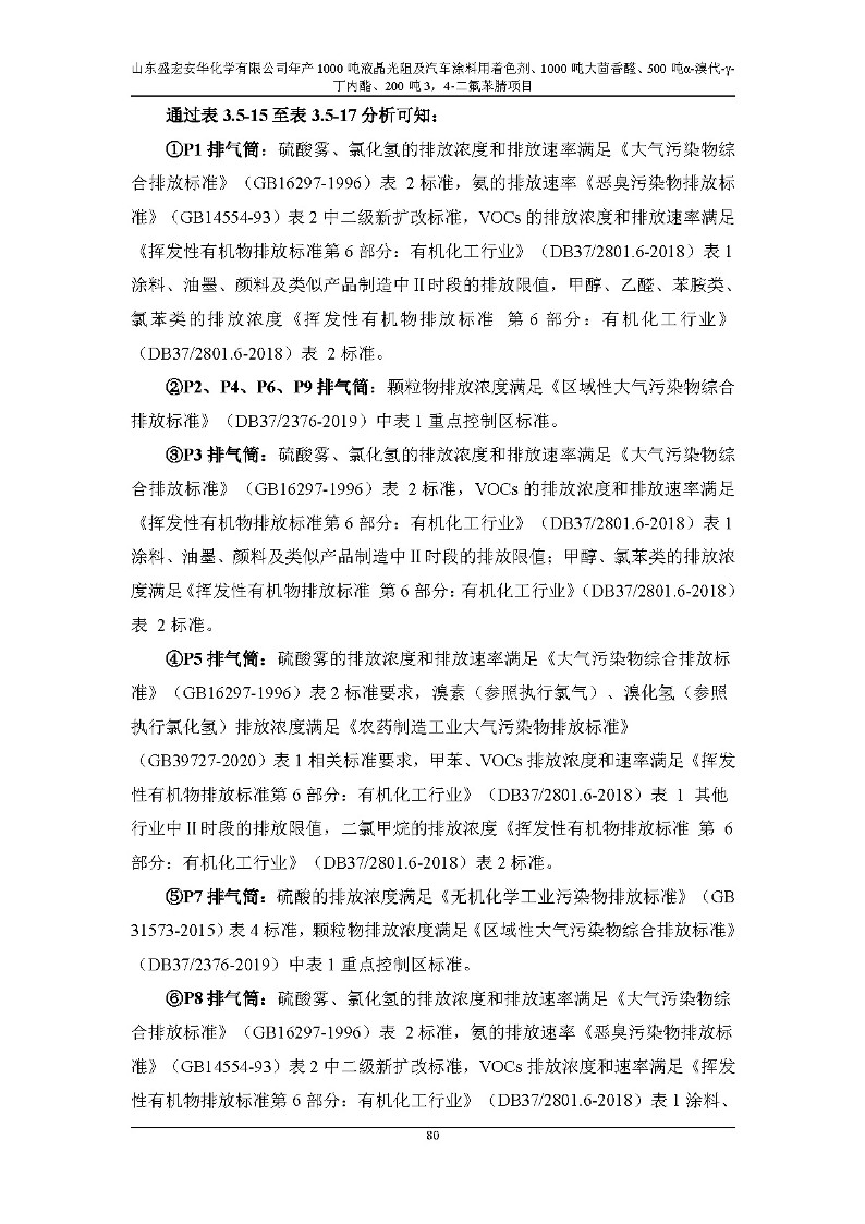 公示版-山东盛宏安华化学有限公司年产1000吨液晶光阻及汽车涂料用着色剂、1000吨大茴香醛、500吨α-溴代-γ-丁内酯、200吨3，4-二氟苯腈项目_85